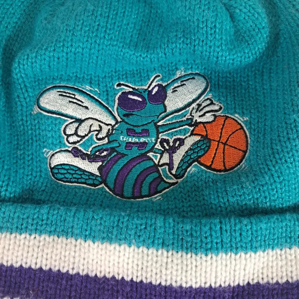 Charlotte Hornets Mitchell & Ness Knit Pom Pom NBA WInter Beanie - Picture 2 of 7